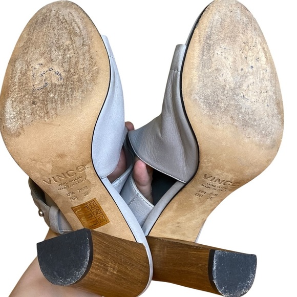 Vince Addie Leather Peep-Toe Bootie in Taupe Women’s Size 7.5 - Picture 12 of 13